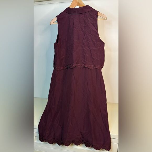 NWT Parker Sleeveless Burgundy button up Dress size Medium - Picture 4 of 5